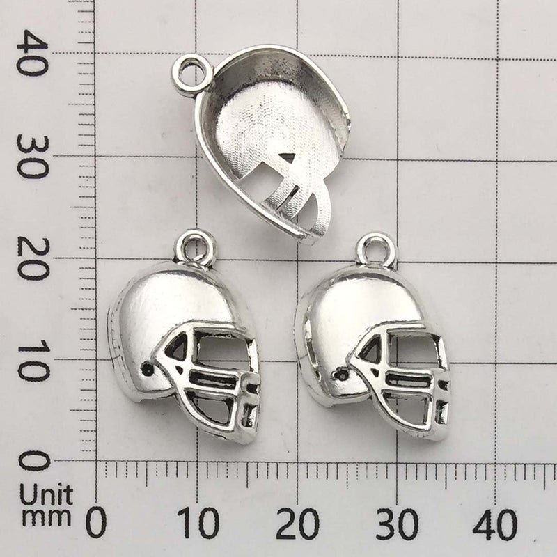 Youdiyla 60PCS Football Theme Charms Collection - Mixed Antique Silver Rugby Player Helmet Metal Alloy Pendants for Jewelry Making DIY Findings (M131) - Image 3